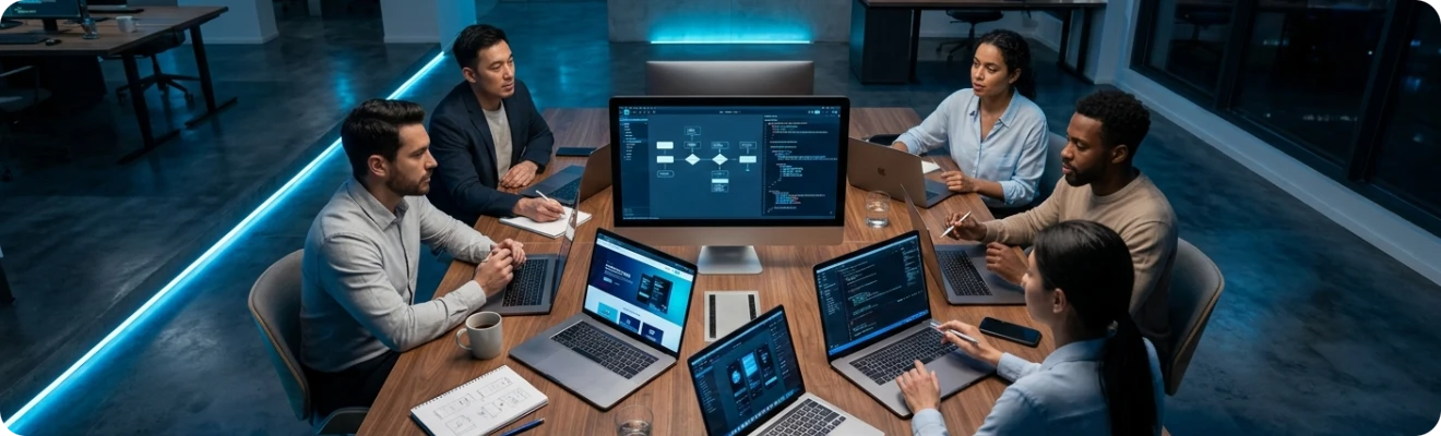 Our team collaborating on digital products